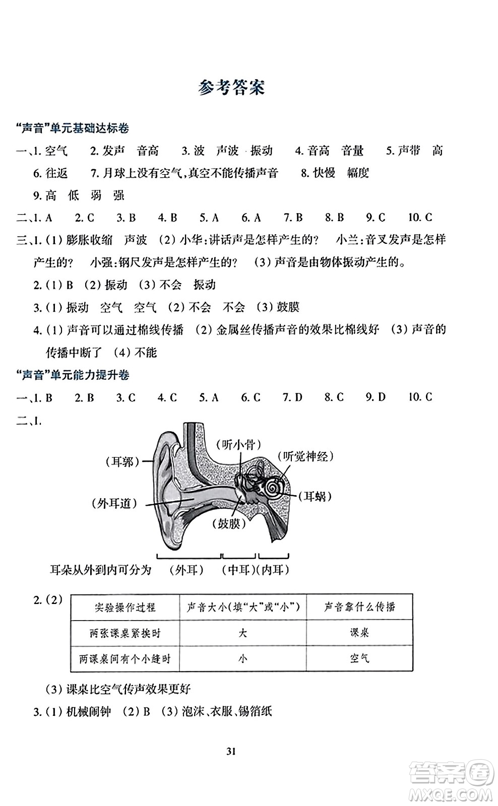 浙江教育出版社2023年秋學(xué)能評價四年級科學(xué)上冊教科版答案