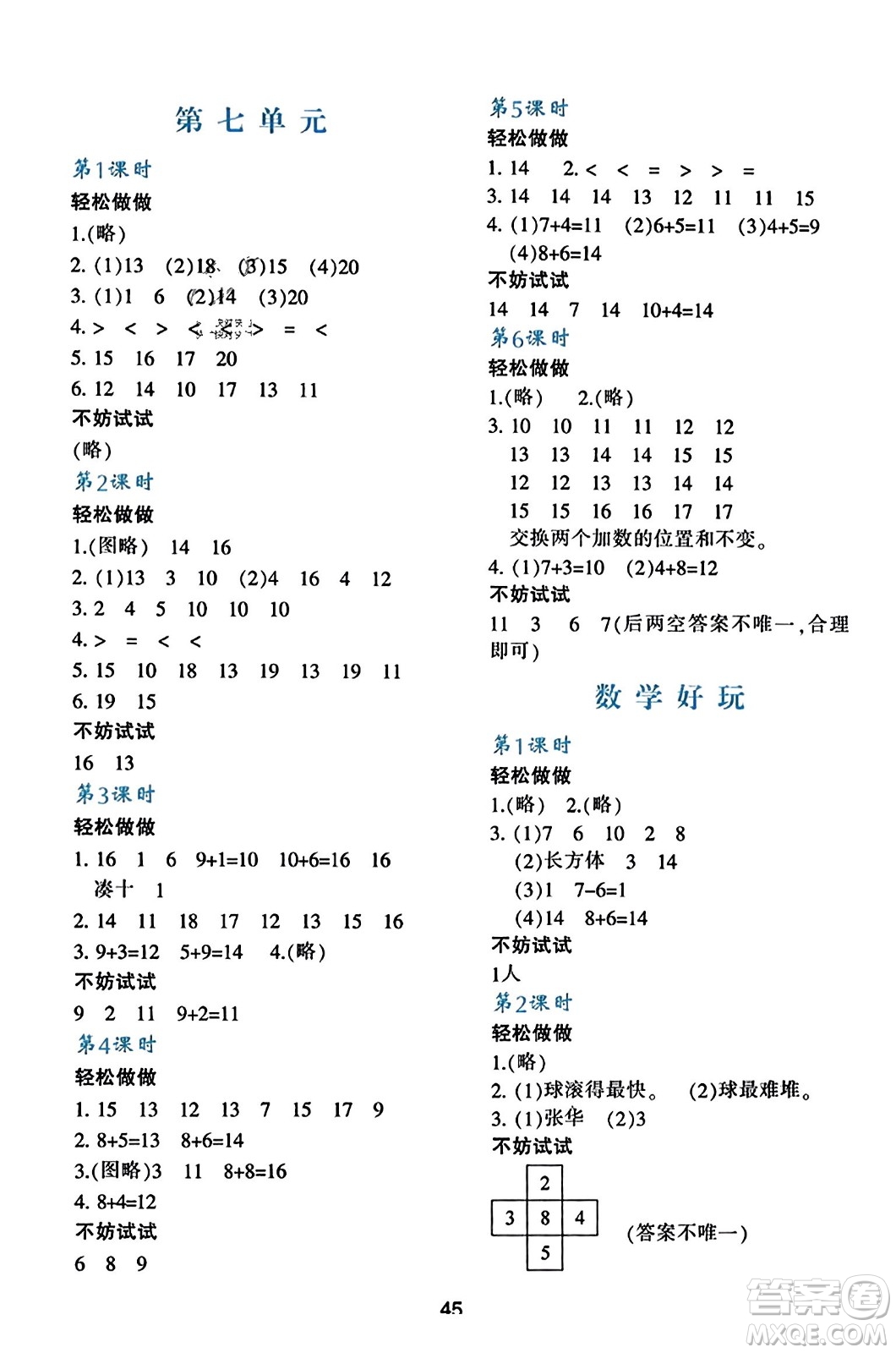 陜西人民教育出版社2023年秋學(xué)習(xí)與評價一年級數(shù)學(xué)上冊北師大版答案