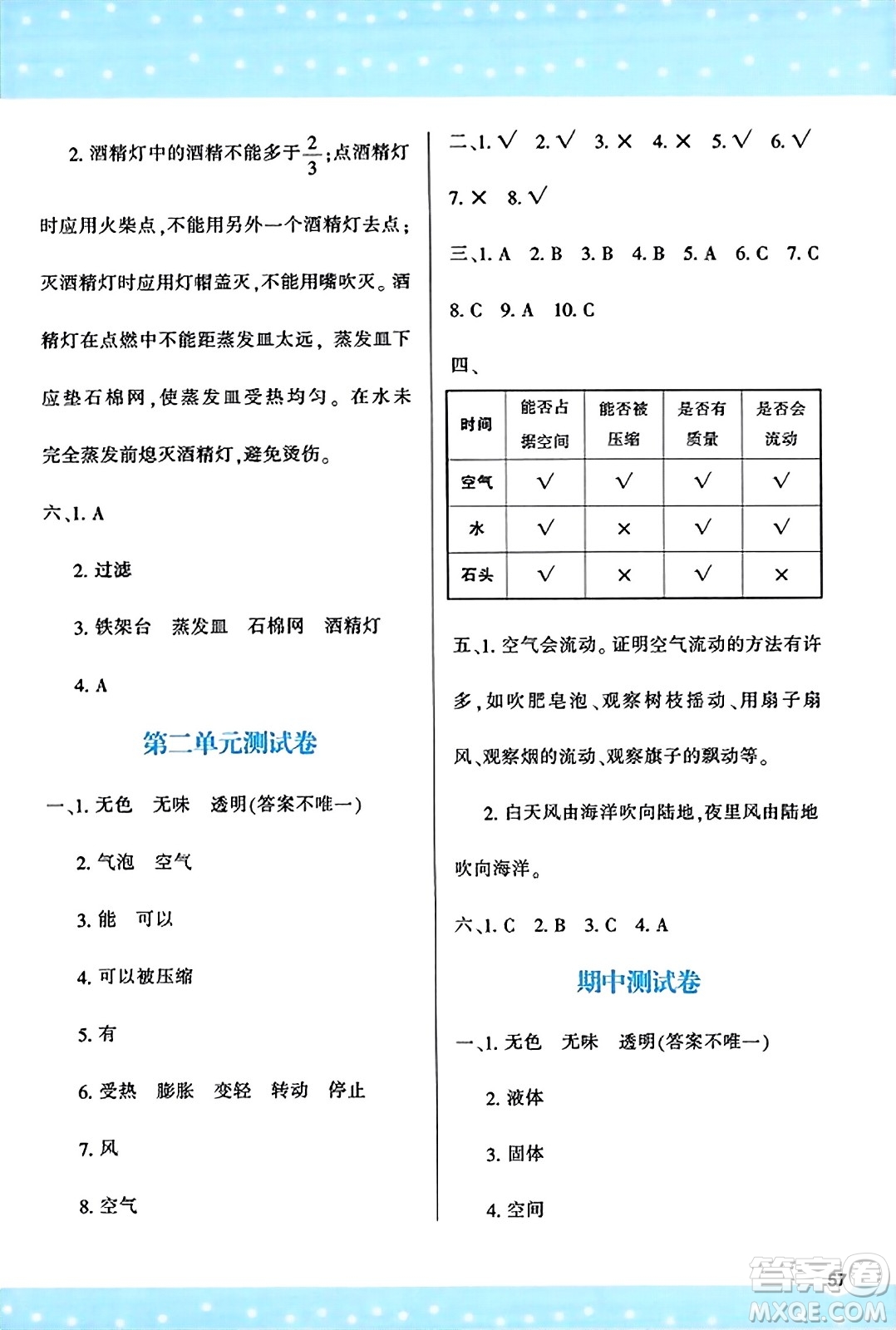 陜西人民教育出版社2023年秋學(xué)習(xí)與評價三年級科學(xué)上冊教科版答案