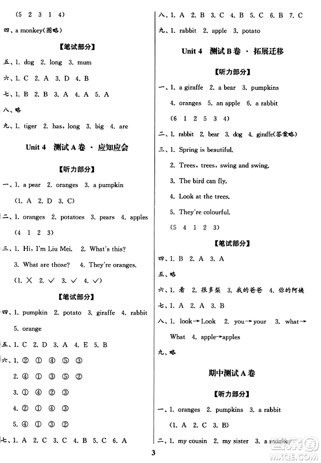 東南大學(xué)出版社2023年秋江蘇密卷二年級(jí)英語上冊江蘇版答案