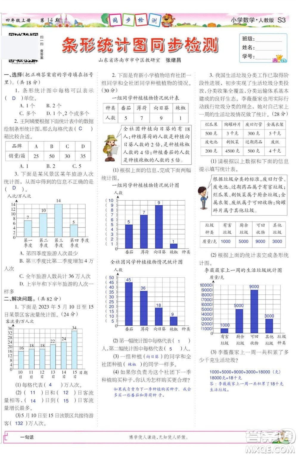 2023年秋少年智力開發(fā)報四年級數學上冊人教版第13-16期答案