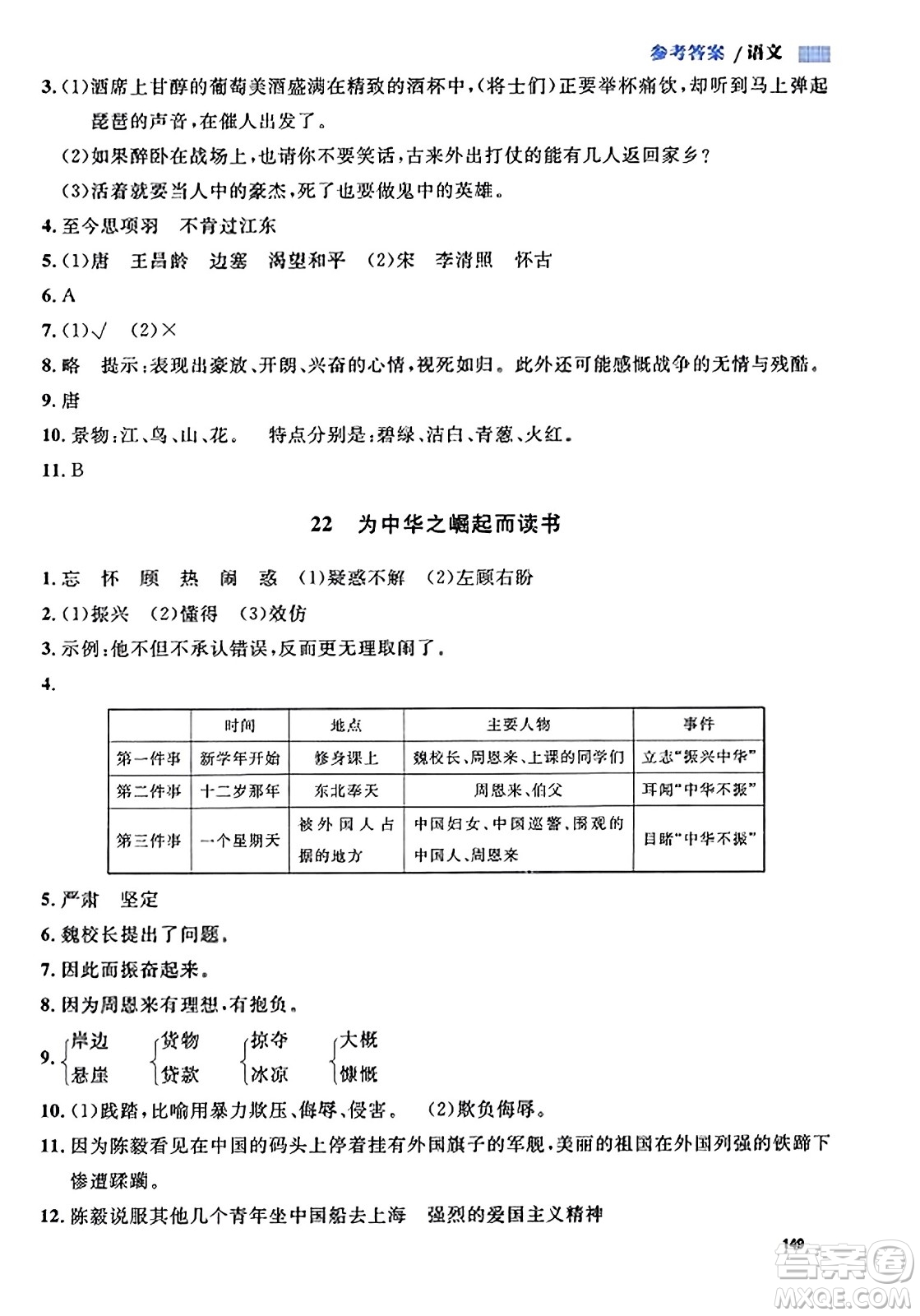 天津人民出版社2023年秋上海作業(yè)四年級語文上冊上海專版答案