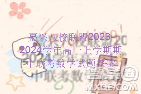 浙江嘉興八校聯(lián)盟2023-2024學年高一上學期期中聯(lián)考數(shù)學試題答案