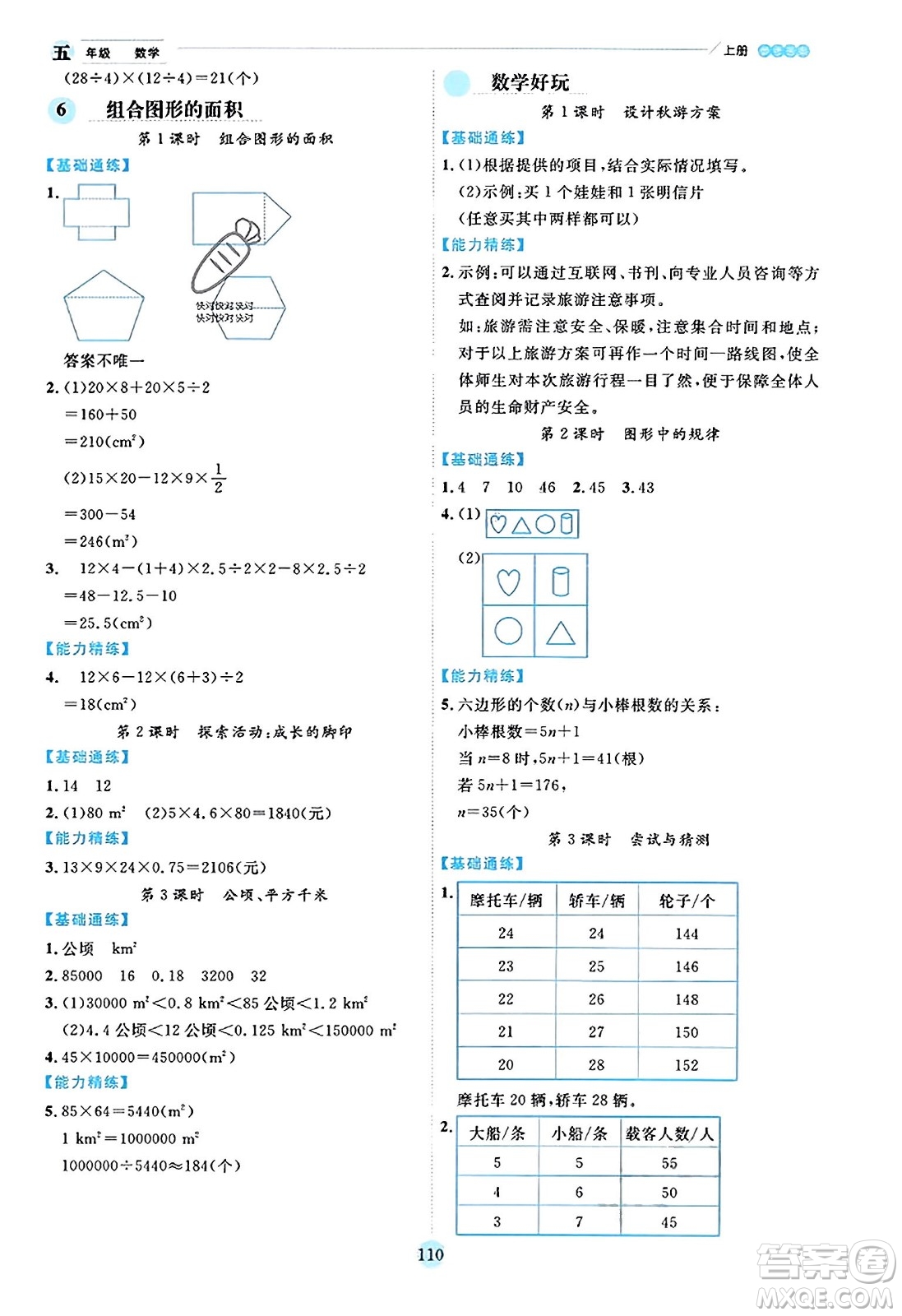 延邊人民出版社2023年秋優(yōu)秀生作業(yè)本五年級數(shù)學上冊北師大版答案