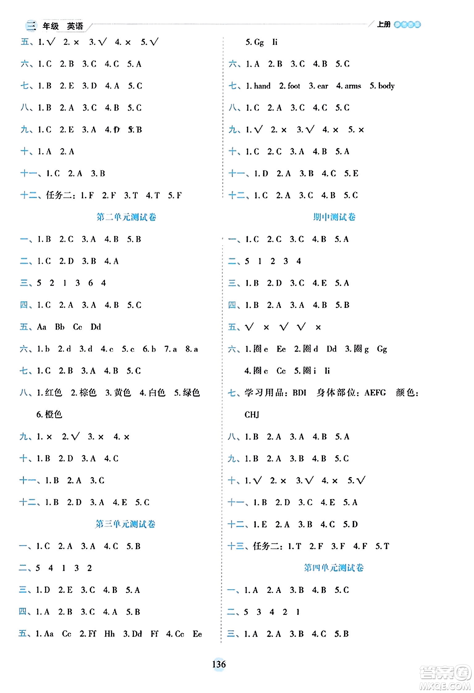 延邊人民出版社2023年秋優(yōu)秀生作業(yè)本三年級英語上冊人教PEP版答案