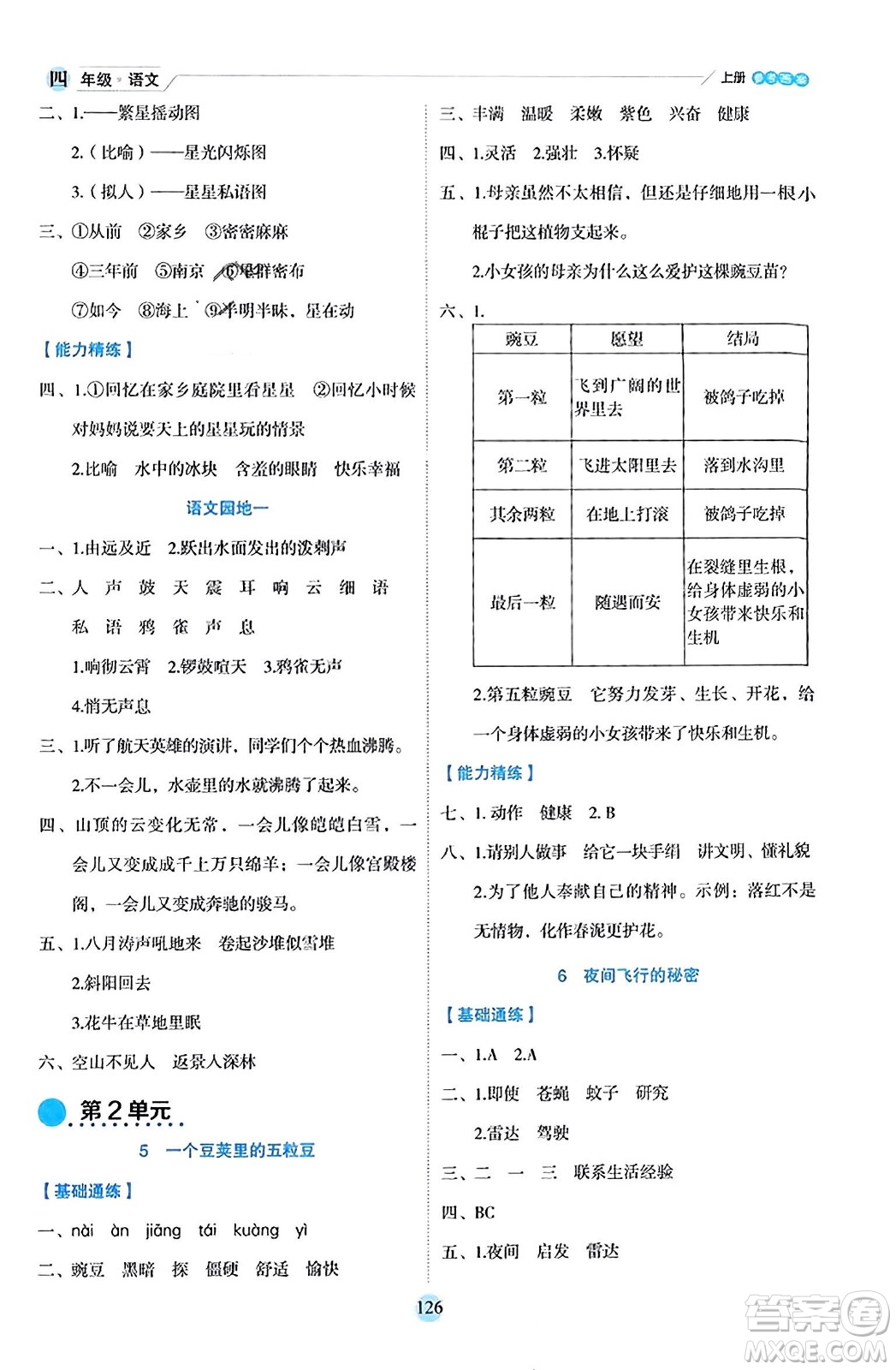 延邊人民出版社2023年秋優(yōu)秀生作業(yè)本四年級(jí)語(yǔ)文上冊(cè)部編版答案