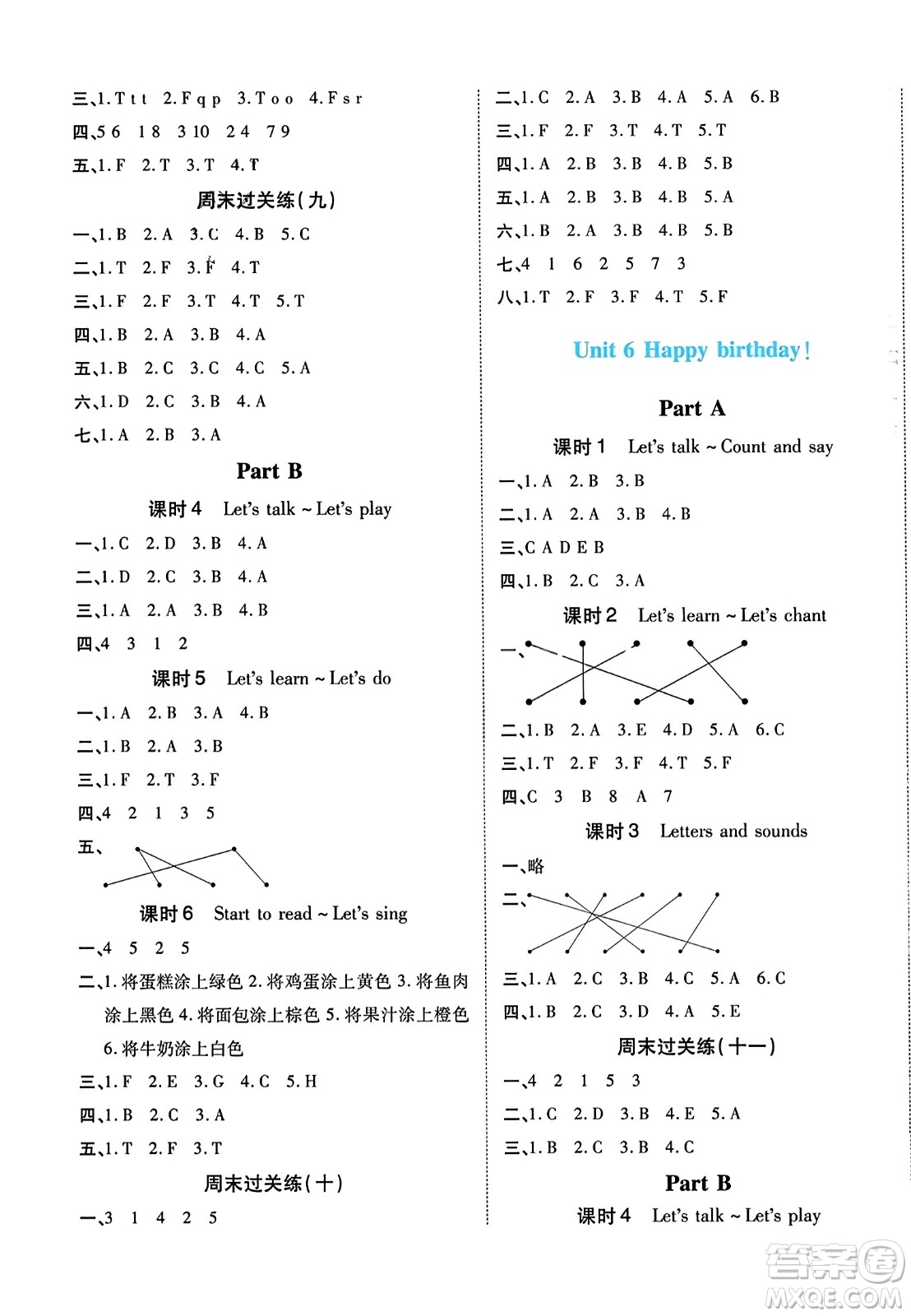 陽光出版社2023年秋自主課堂三年級英語上冊人教PEP版答案