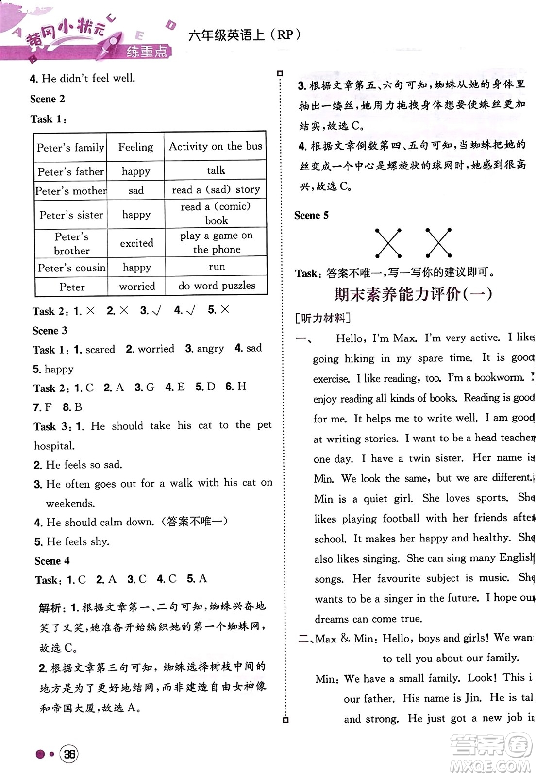 龍門書局2023年秋黃岡小狀元練重點(diǎn)培優(yōu)同步作業(yè)六年級(jí)英語(yǔ)上冊(cè)人教PEP版答案