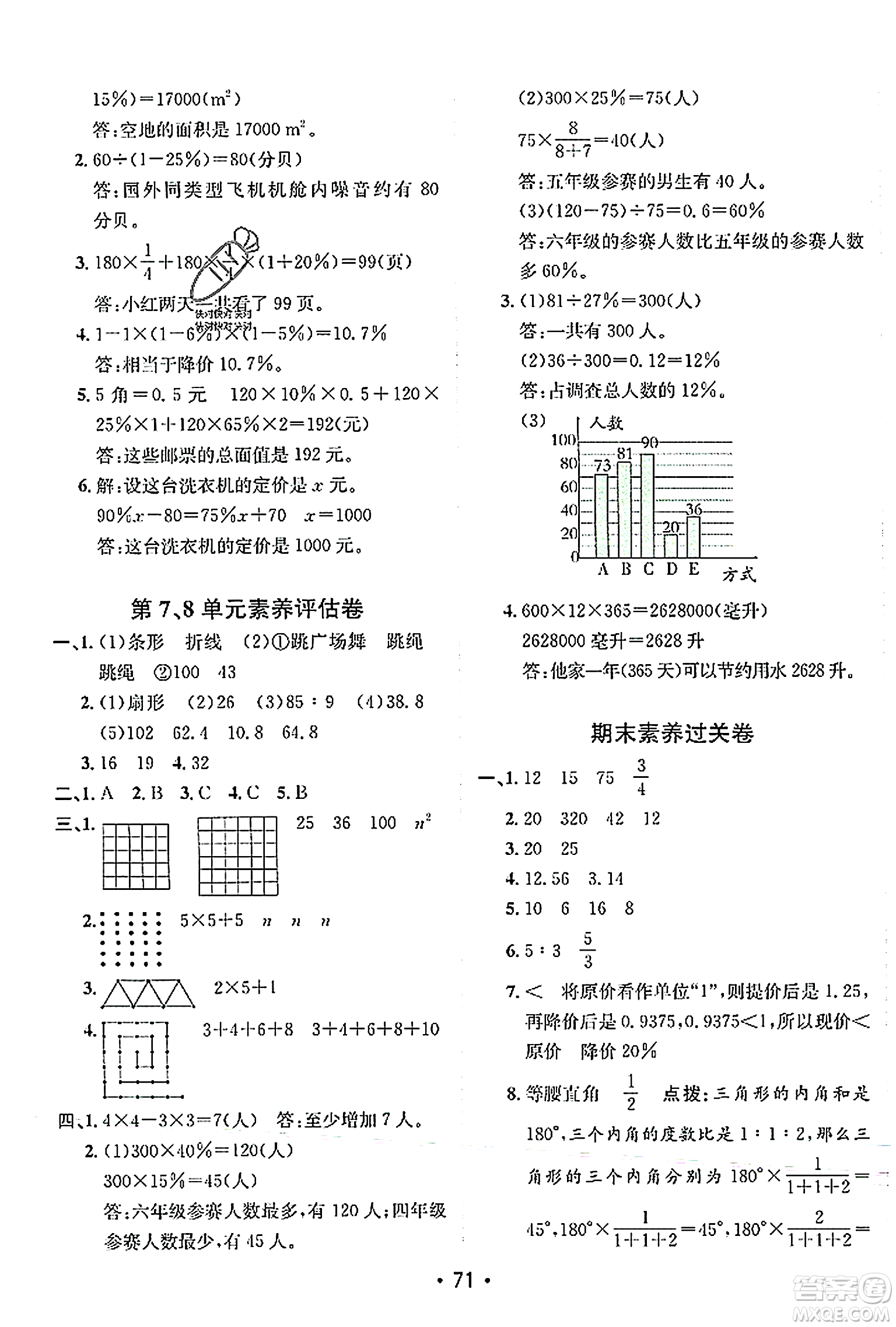 新疆青少年出版社2023年秋同行課課100分過關作業(yè)六年級數(shù)學上冊人教版答案