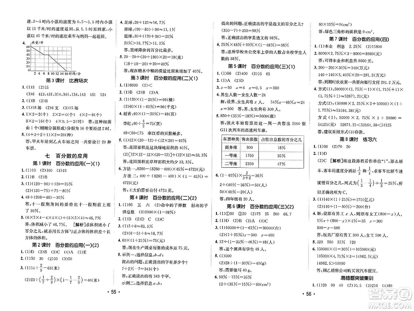 新疆青少年出版社2023年秋同行課課100分過關(guān)作業(yè)六年級(jí)數(shù)學(xué)上冊(cè)北師大版答案