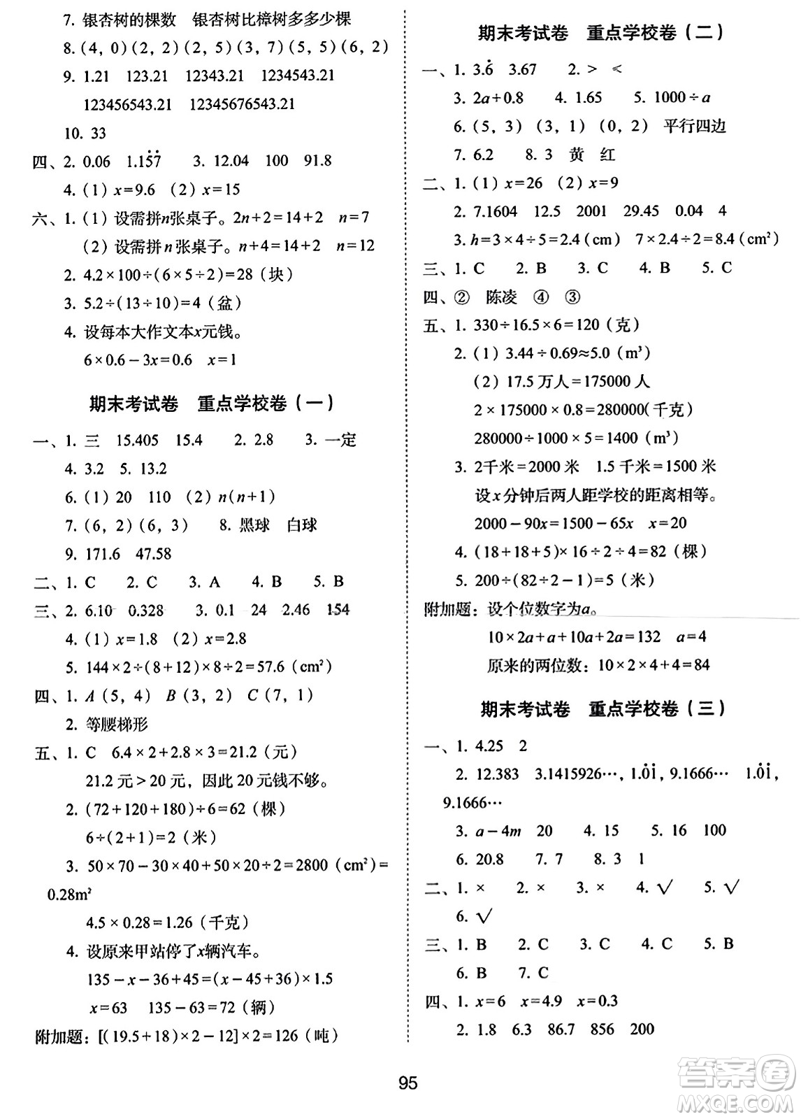 長(zhǎng)春出版社2023年秋期末沖刺100分完全試卷五年級(jí)數(shù)學(xué)上冊(cè)人教版答案