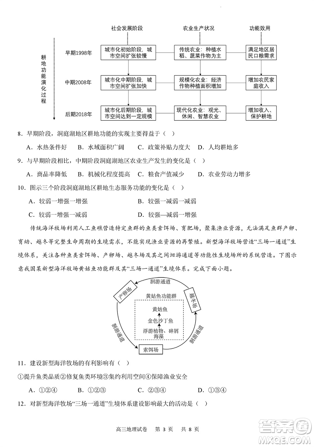 重慶市縉云教育聯(lián)盟2023-2024學(xué)年高三上學(xué)期11月質(zhì)量檢測地理答案