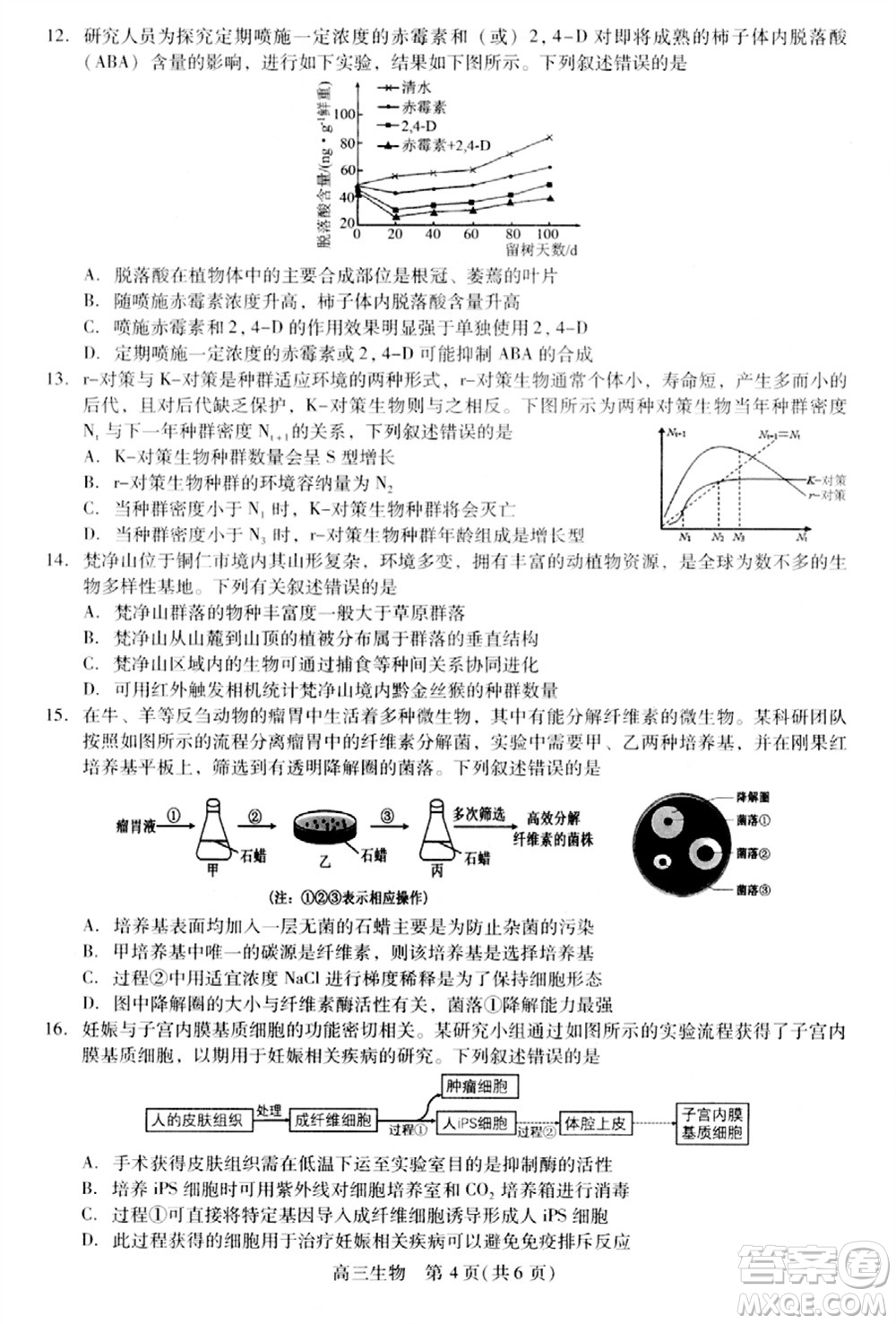 貴州名校協(xié)作體2023-2024學(xué)年高三上學(xué)期11月聯(lián)考一生物參考答案