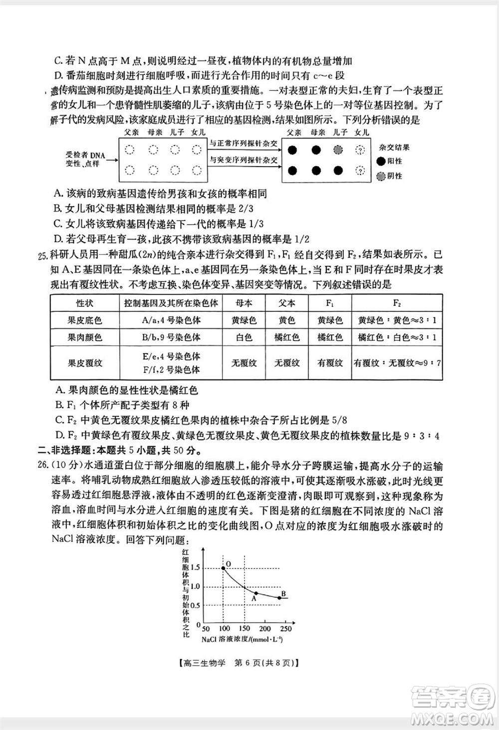 山西省2024屆高三上學(xué)期11月金太陽(yáng)聯(lián)考生物試題答案