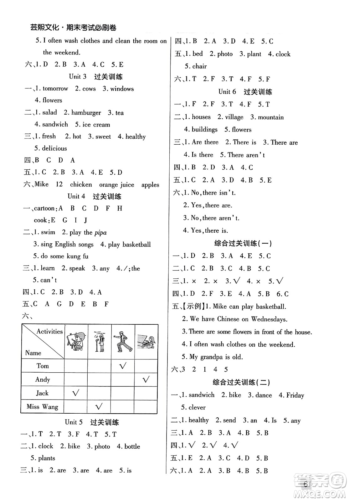 北方婦女兒童出版社2023年秋期末考試必刷卷五年級英語上冊人教版鄭州專版答案