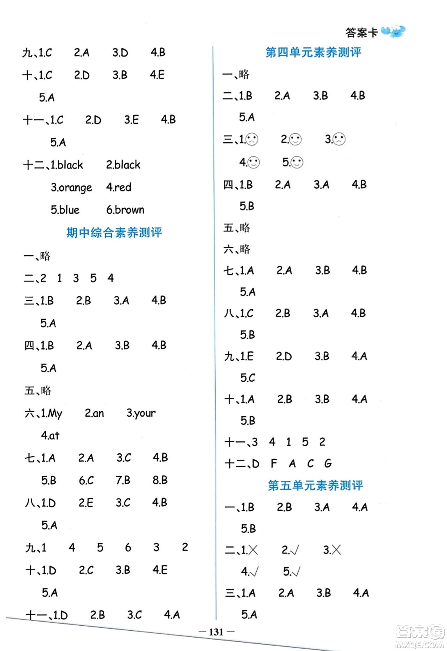 遼寧少年兒童出版社2023年秋世紀金榜金榜小博士三年級英語上冊通用版答案