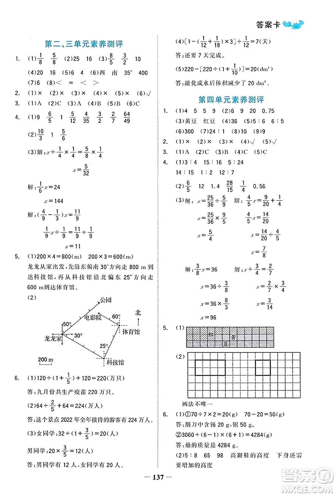 遼寧少年兒童出版社2023年秋世紀金榜金榜小博士六年級數(shù)學(xué)上冊通用版答案