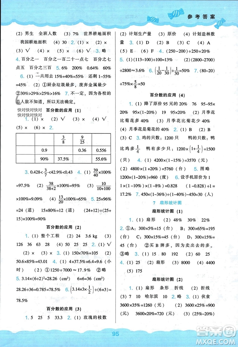 遼海出版社2023年秋新課程能力培養(yǎng)六年級數(shù)學(xué)上冊人教版參考答案