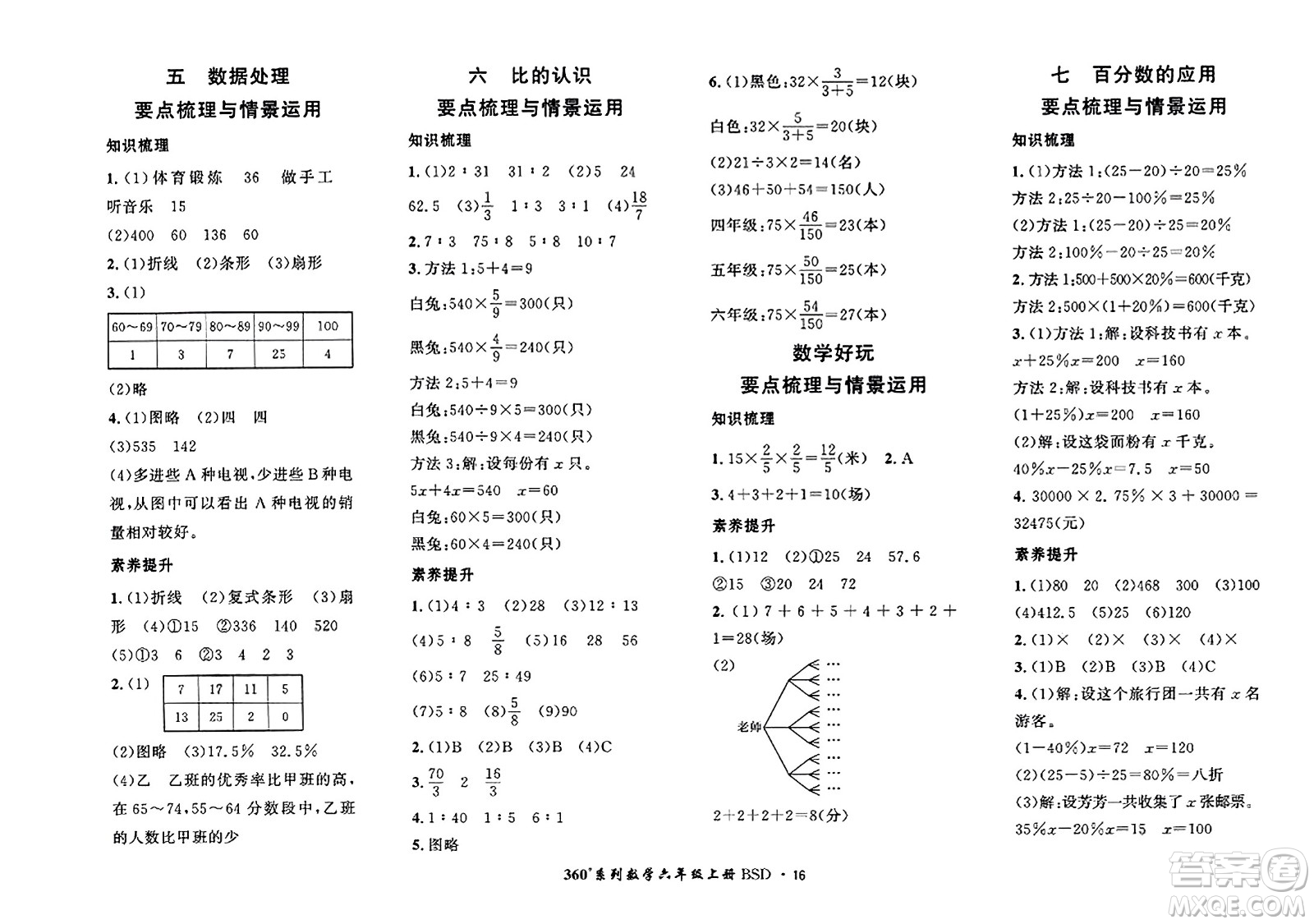 吉林教育出版社2023年秋黃岡360度定制密卷六年級數(shù)學上冊北師大版答案