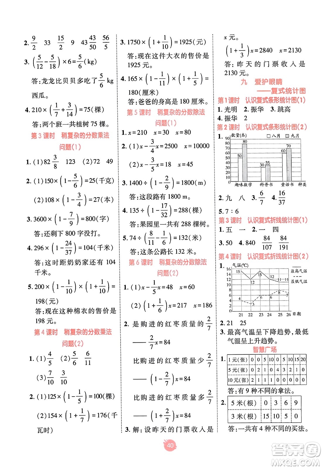 新疆青少年出版社2023年秋同行課課100分過關(guān)作業(yè)五年級數(shù)學(xué)上冊青島版答案