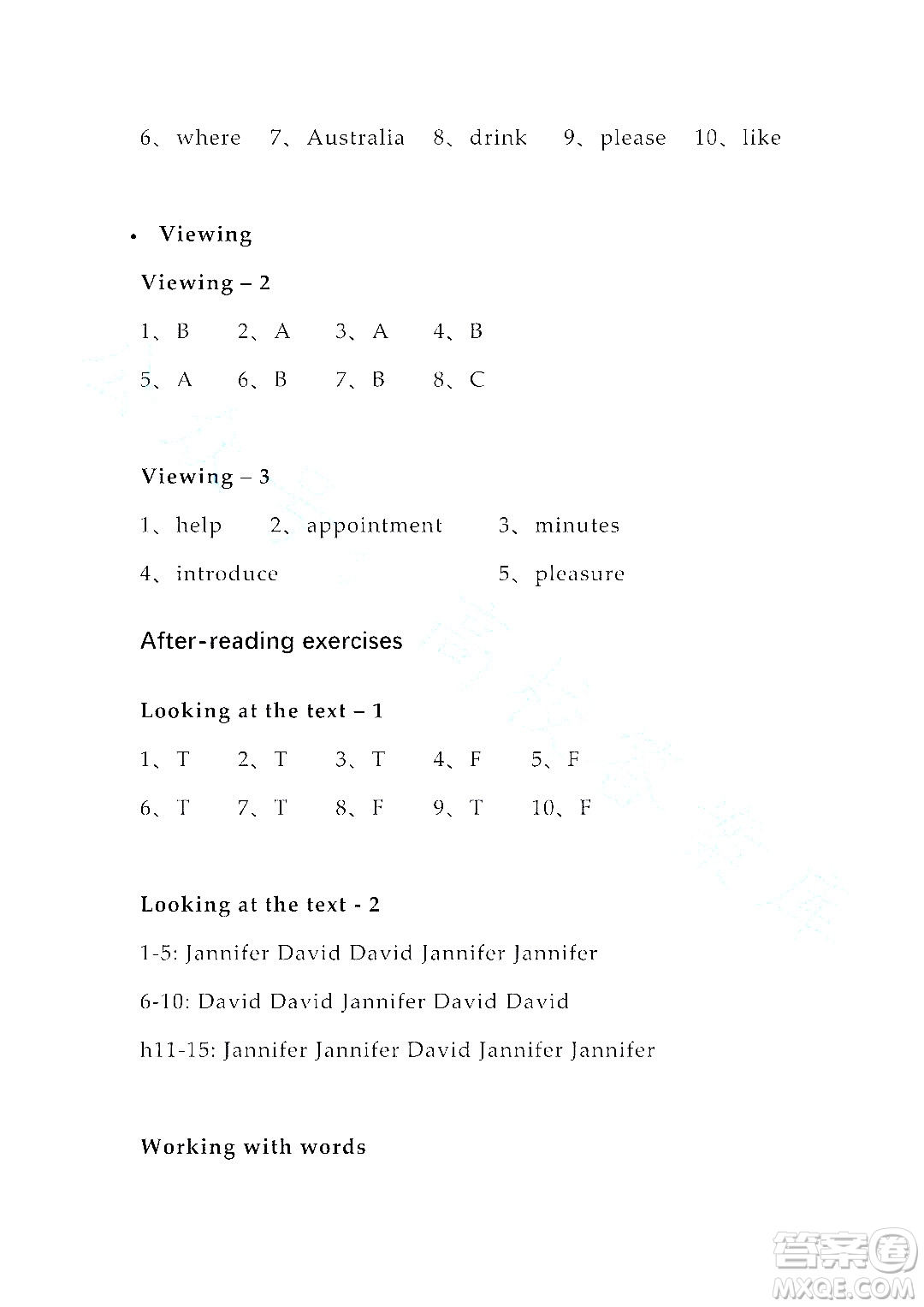 上海外語教育出版社2023高職國際進(jìn)階英語綜合教程練習(xí)冊1答案