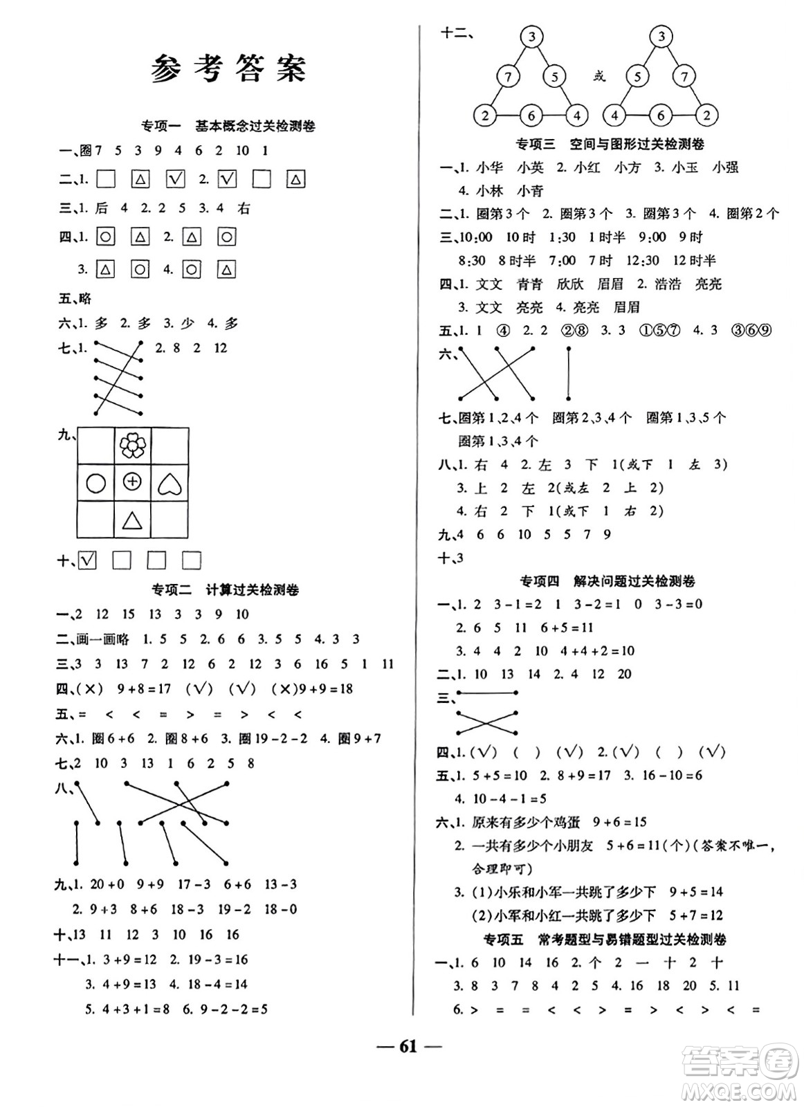 天津科學(xué)技術(shù)出版社2023年秋期末沖刺優(yōu)選卷一年級(jí)數(shù)學(xué)上冊(cè)北師大版答案