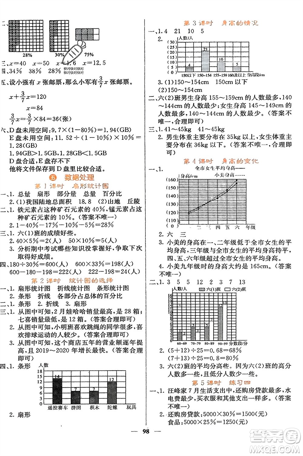 四川大學(xué)出版社2023年秋課堂點(diǎn)睛六年級(jí)數(shù)學(xué)上冊(cè)北師大版參考答案