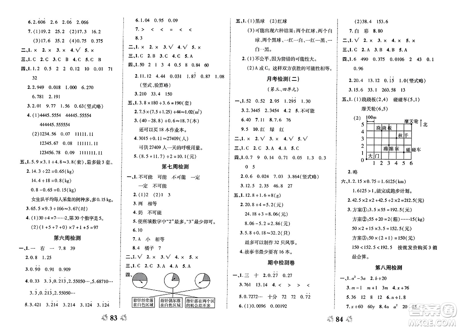 中州古籍出版社2023年秋全能練考卷五年級(jí)數(shù)學(xué)上冊(cè)人教版答案