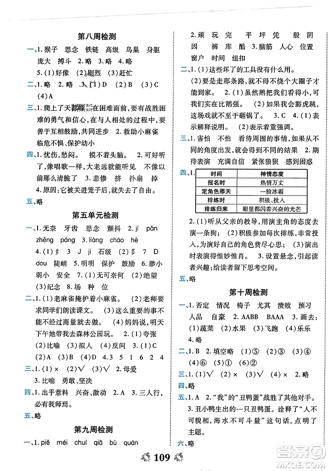 中州古籍出版社2023年秋全能練考卷四年級語文上冊人教版答案