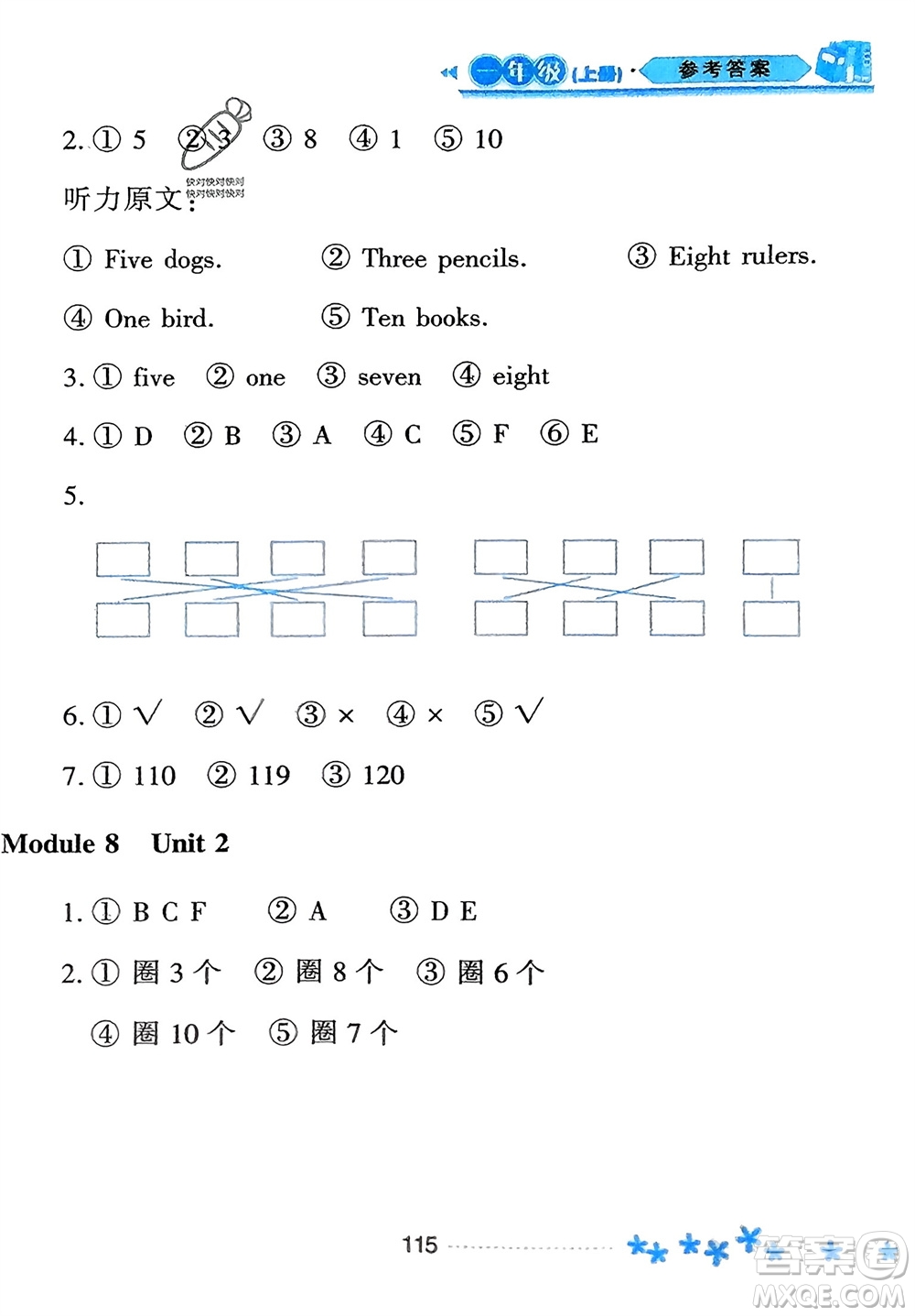 黑龍江教育出版社2023年秋資源與評(píng)價(jià)一年級(jí)英語(yǔ)上冊(cè)外研版參考答案