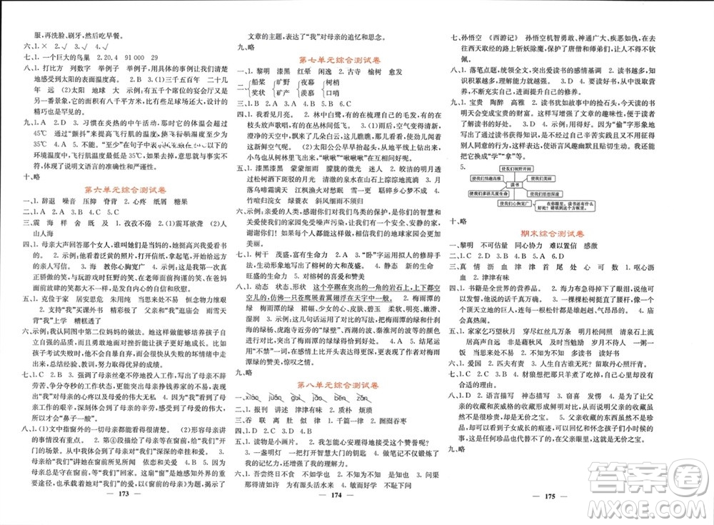 四川大學(xué)出版社2023年秋課堂點睛五年級語文上冊人教版湖南專版參考答案