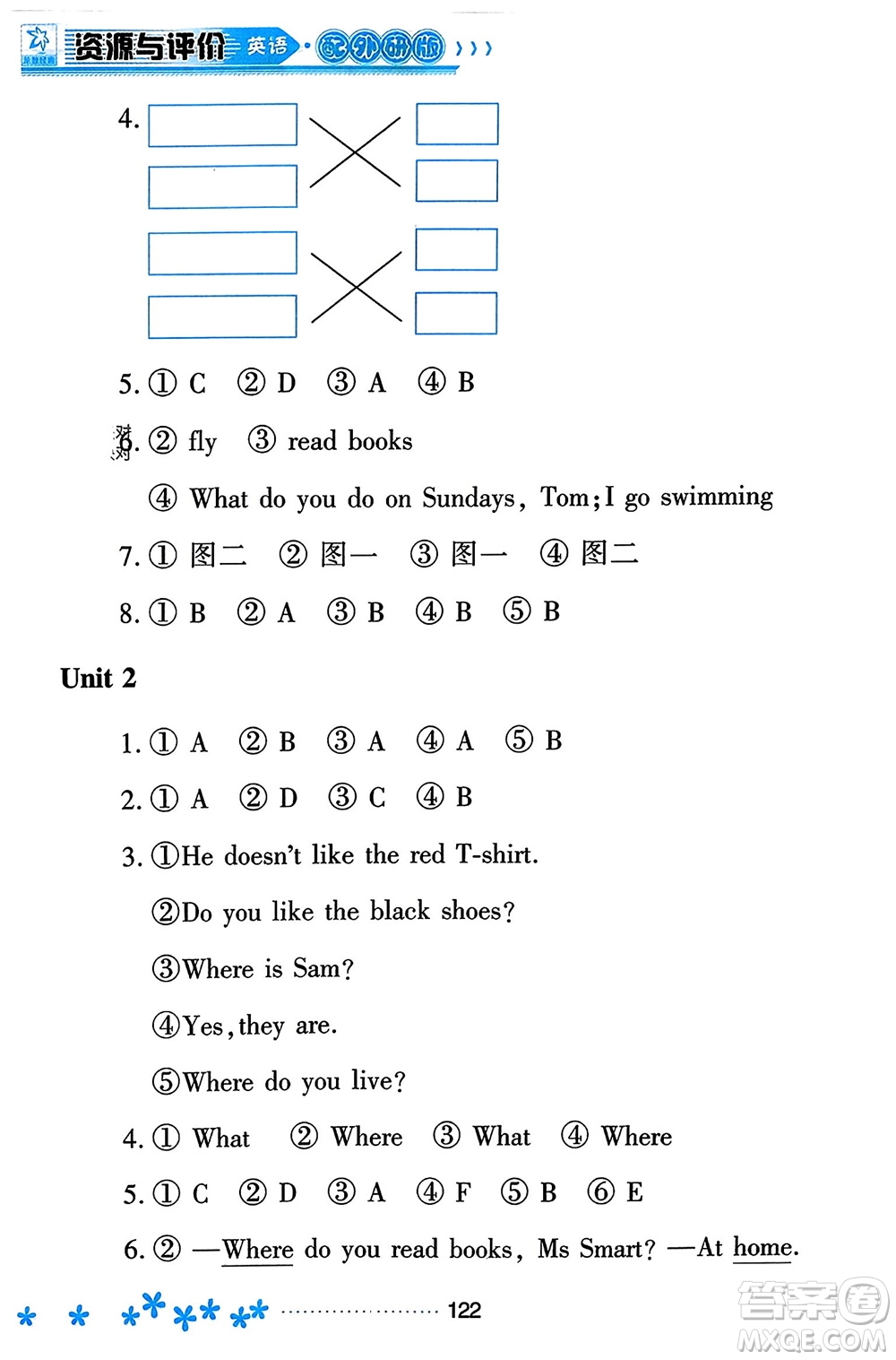 黑龍江教育出版社2023年秋資源與評(píng)價(jià)二年級(jí)英語(yǔ)上冊(cè)外研版參考答案