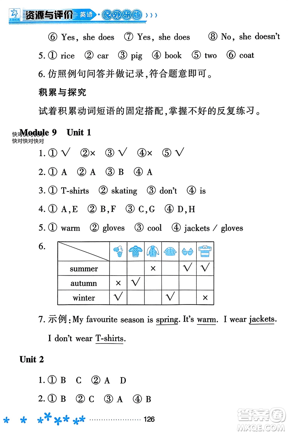 黑龍江教育出版社2023年秋資源與評(píng)價(jià)二年級(jí)英語(yǔ)上冊(cè)外研版參考答案