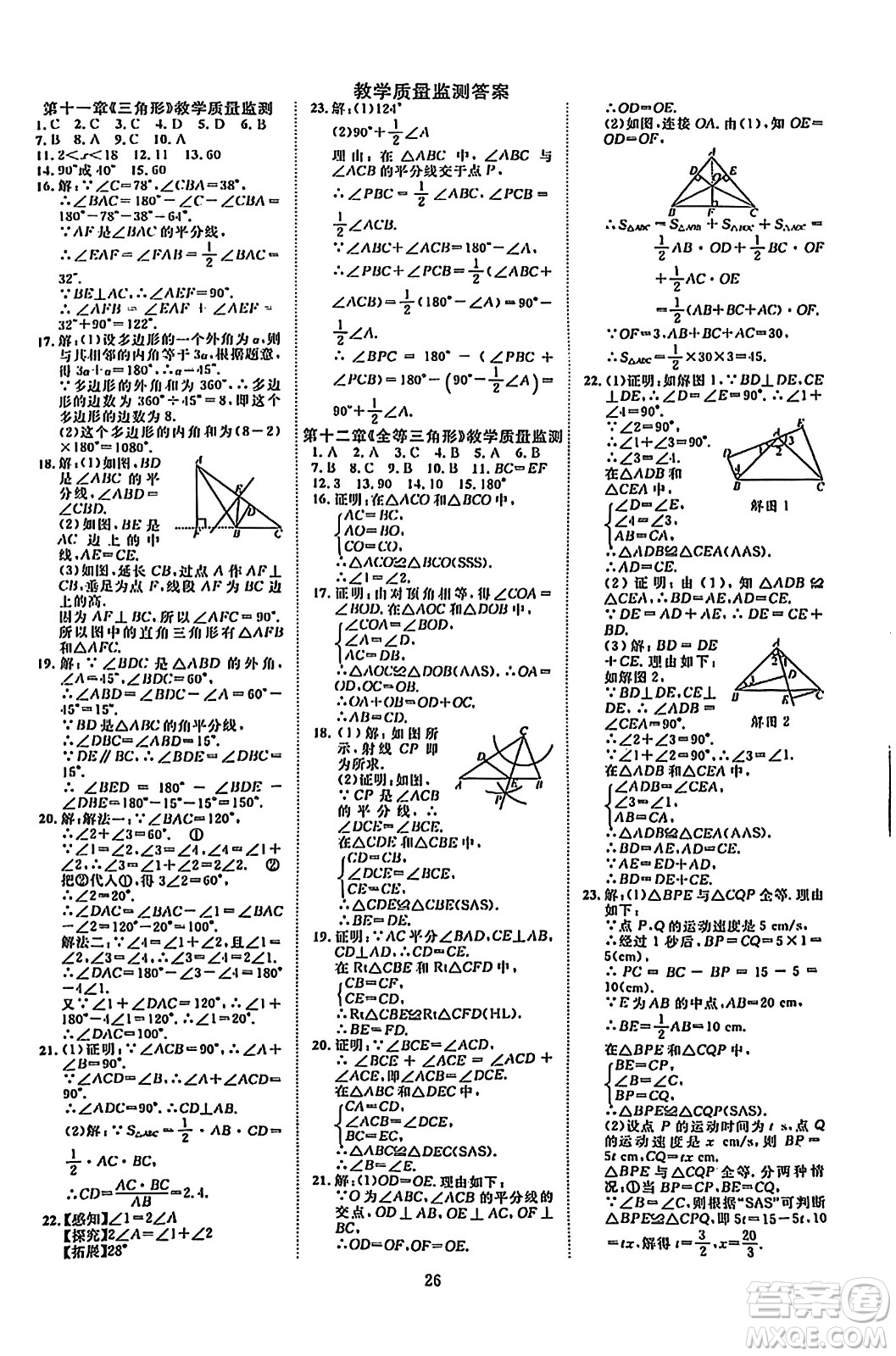 延邊教育出版社2023年秋暢行課堂八年級數(shù)學(xué)上冊人教版答案