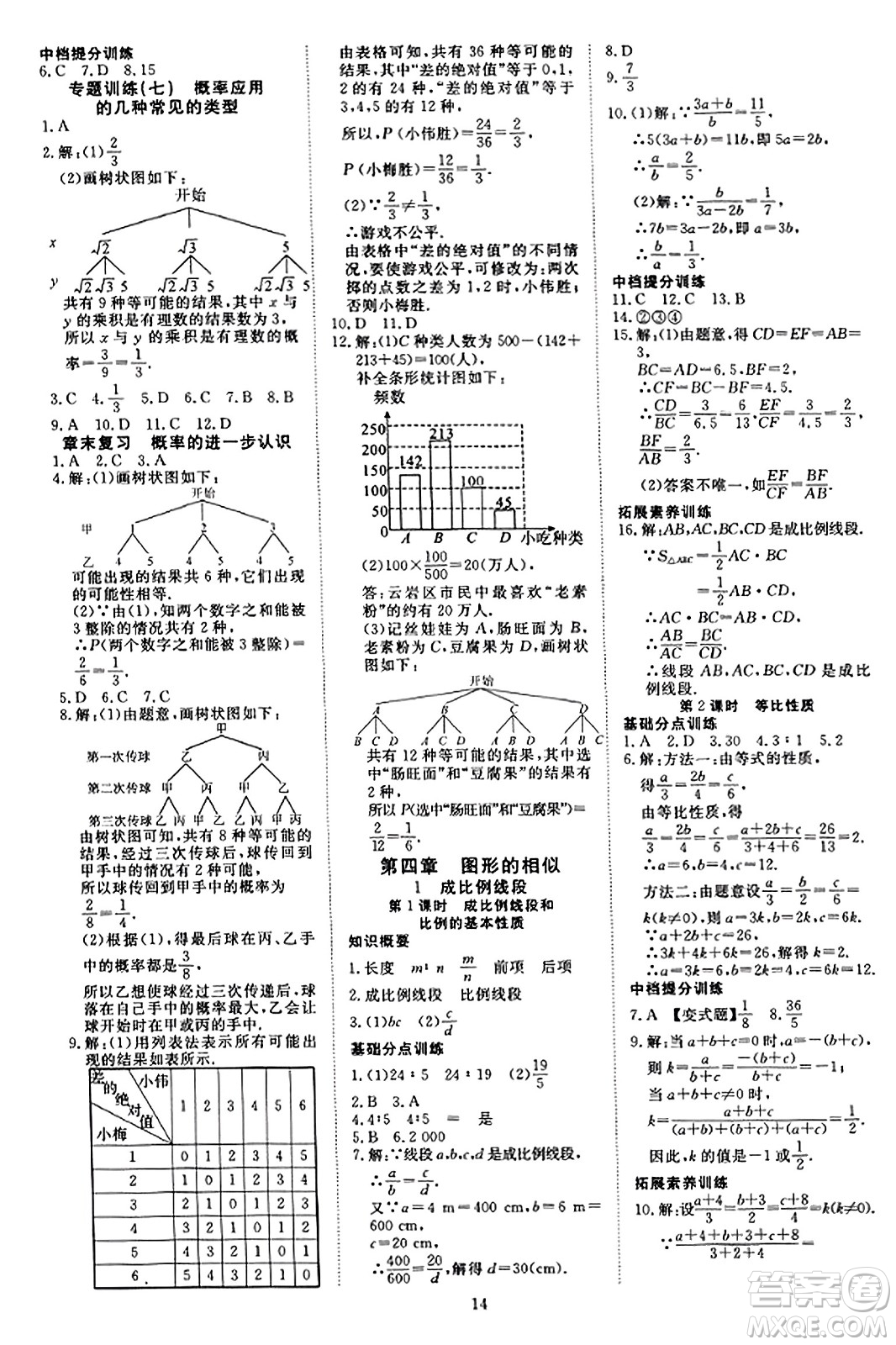 延邊教育出版社2023年秋暢行課堂九年級(jí)數(shù)學(xué)上冊(cè)北師大版答案