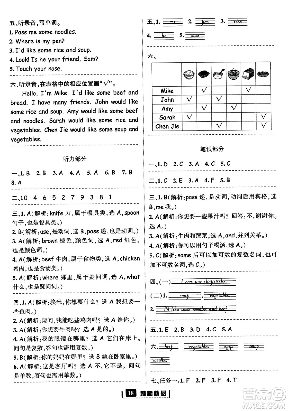 延邊人民出版社2023年秋勵(lì)耘書業(yè)勵(lì)耘新同步四年級(jí)英語上冊(cè)人教版答案