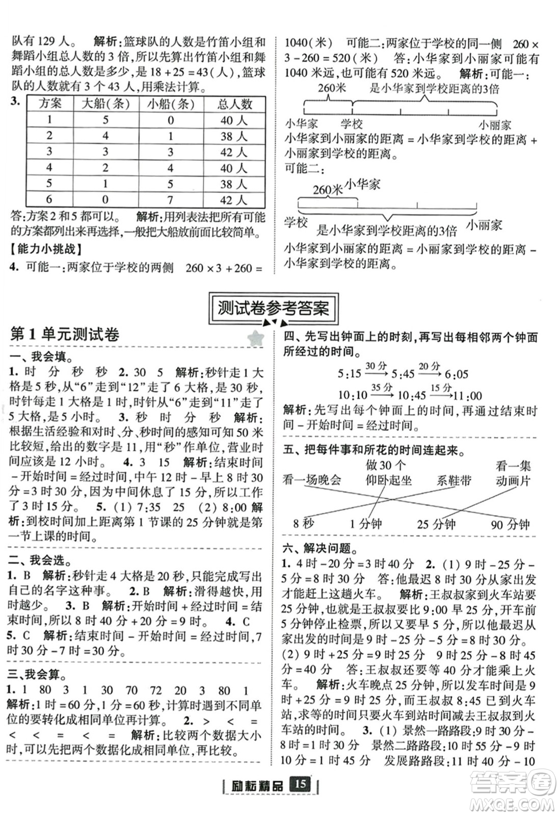 延邊人民出版社2023年秋勵耘書業(yè)勵耘新同步三年級數(shù)學(xué)上冊人教版答案