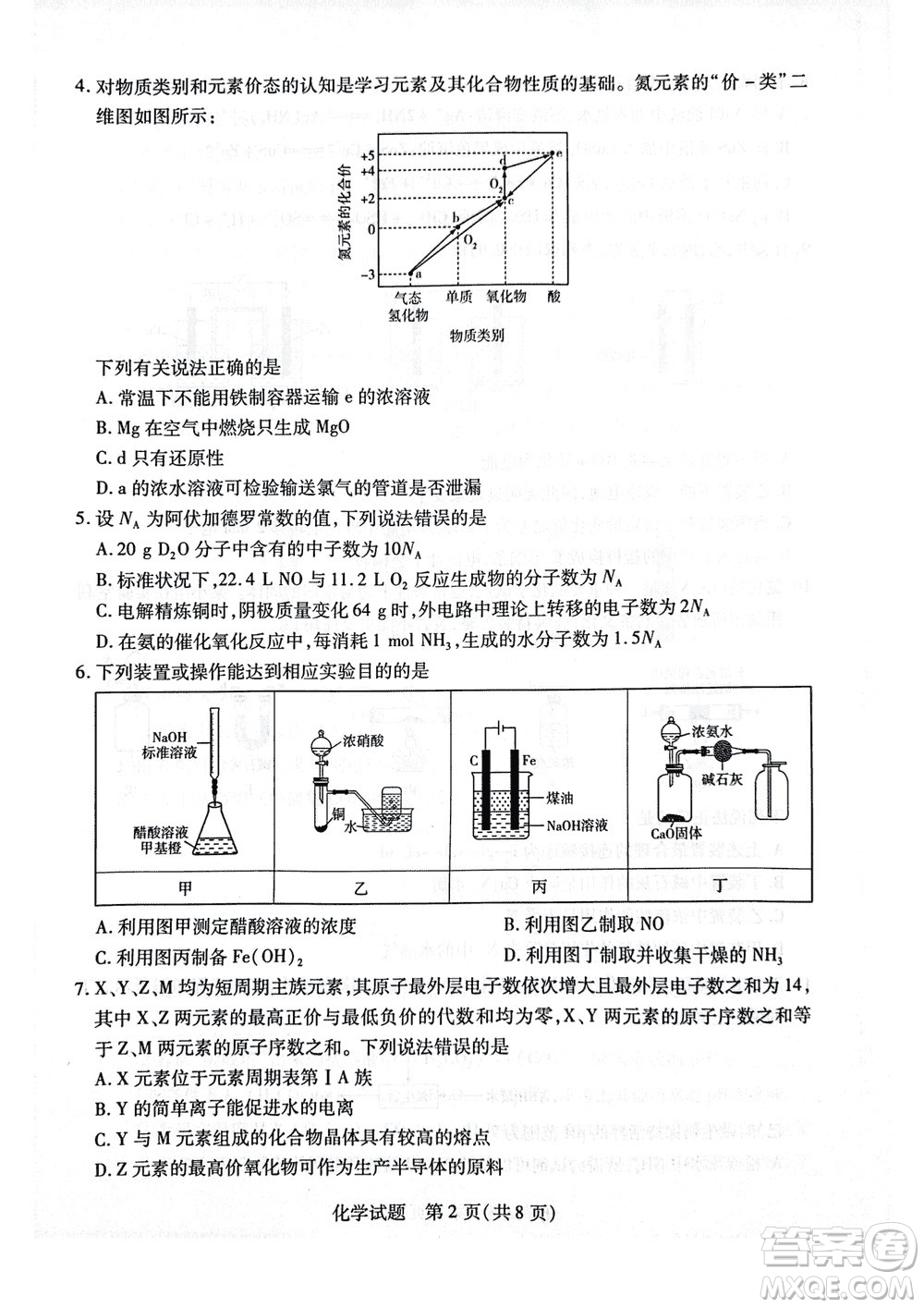 河南天一大聯(lián)考2024屆高三上學(xué)期12月階段性測試四化學(xué)參考答案