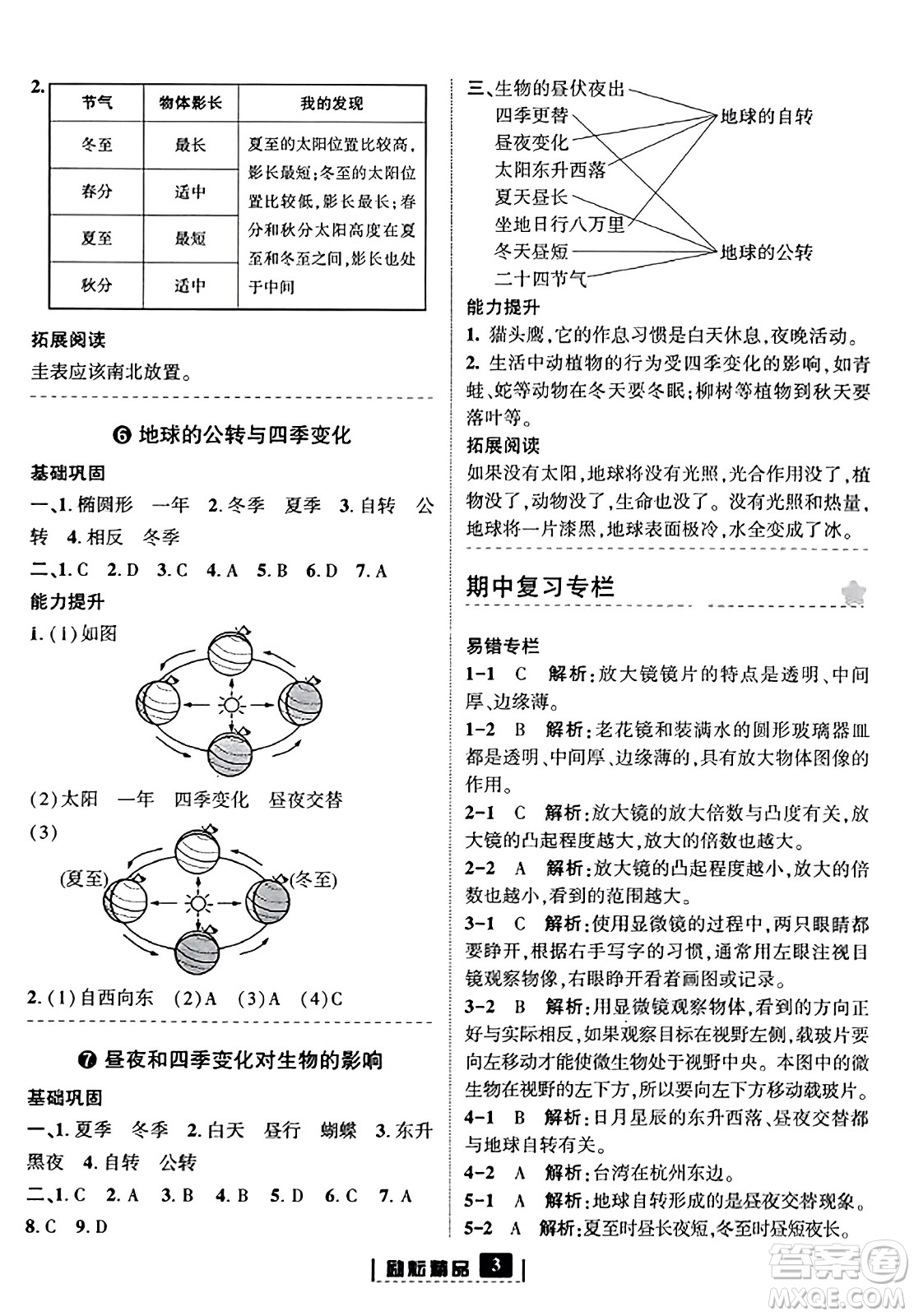 延邊人民出版社2023年秋勵(lì)耘書業(yè)勵(lì)耘新同步六年級(jí)科學(xué)上冊(cè)教科版答案