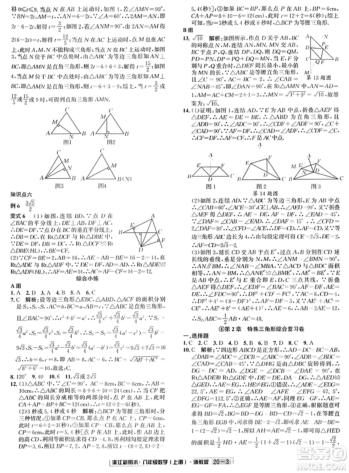 延邊人民出版社2023年秋浙江新期末八年級(jí)數(shù)學(xué)上冊(cè)浙教版浙江專版答案