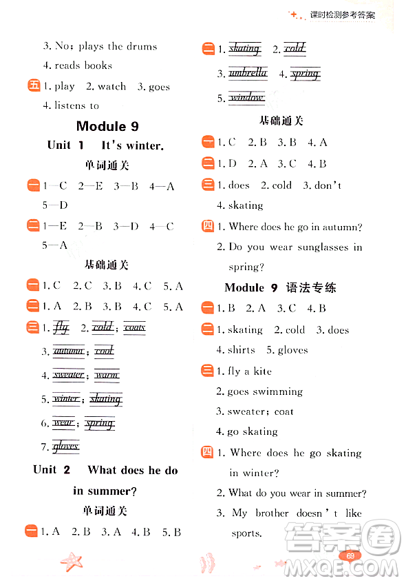 大連出版社2023年秋點石成金金牌每課通二年級英語上冊外研版答案