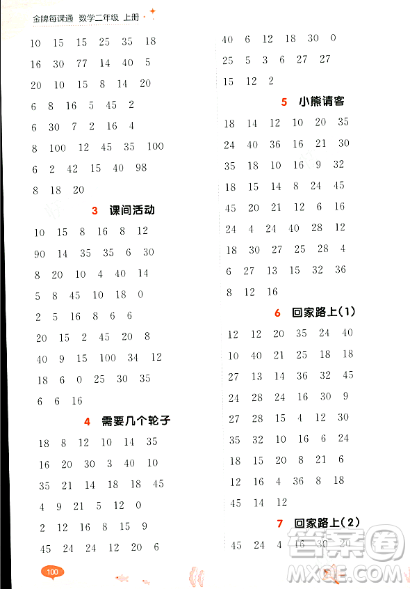 大連出版社2023年秋點(diǎn)石成金金牌每課通二年級(jí)數(shù)學(xué)上冊(cè)北師大版答案