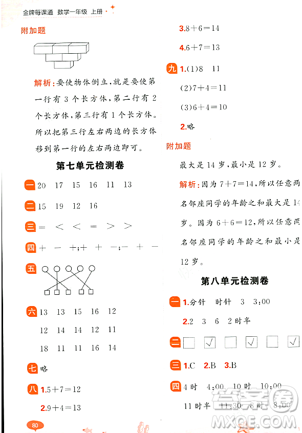 大連出版社2023年秋點石成金金牌每課通一年級數(shù)學(xué)上冊北師大版答案