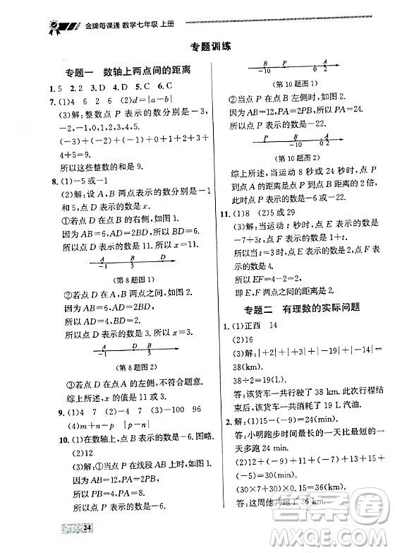 大連出版社2023年秋點(diǎn)石成金金牌每課通七年級(jí)數(shù)學(xué)上冊(cè)人教版遼寧專版答案