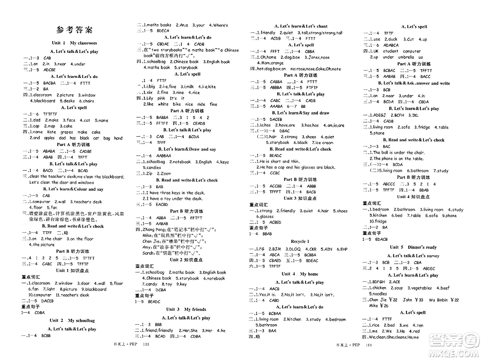 延邊大學(xué)出版社2023年秋季學(xué)練優(yōu)四年級(jí)英語上冊(cè)人教PEP版答案