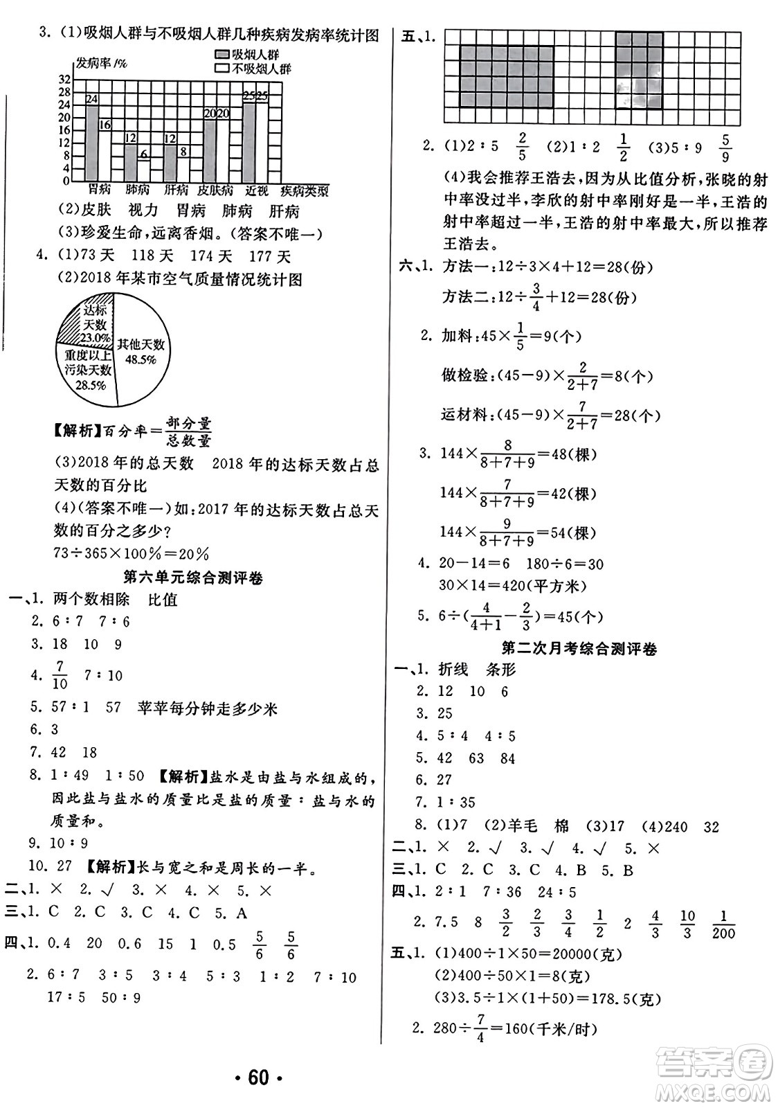 黑龍江美術(shù)出版社2023年秋黃岡金榜大考卷期末必刷六年級數(shù)學(xué)上冊北師大版答案