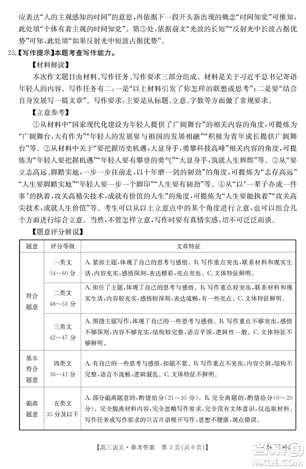 云南省金太陽2024屆高三上學期12月聯(lián)考24-199C語文參考答案