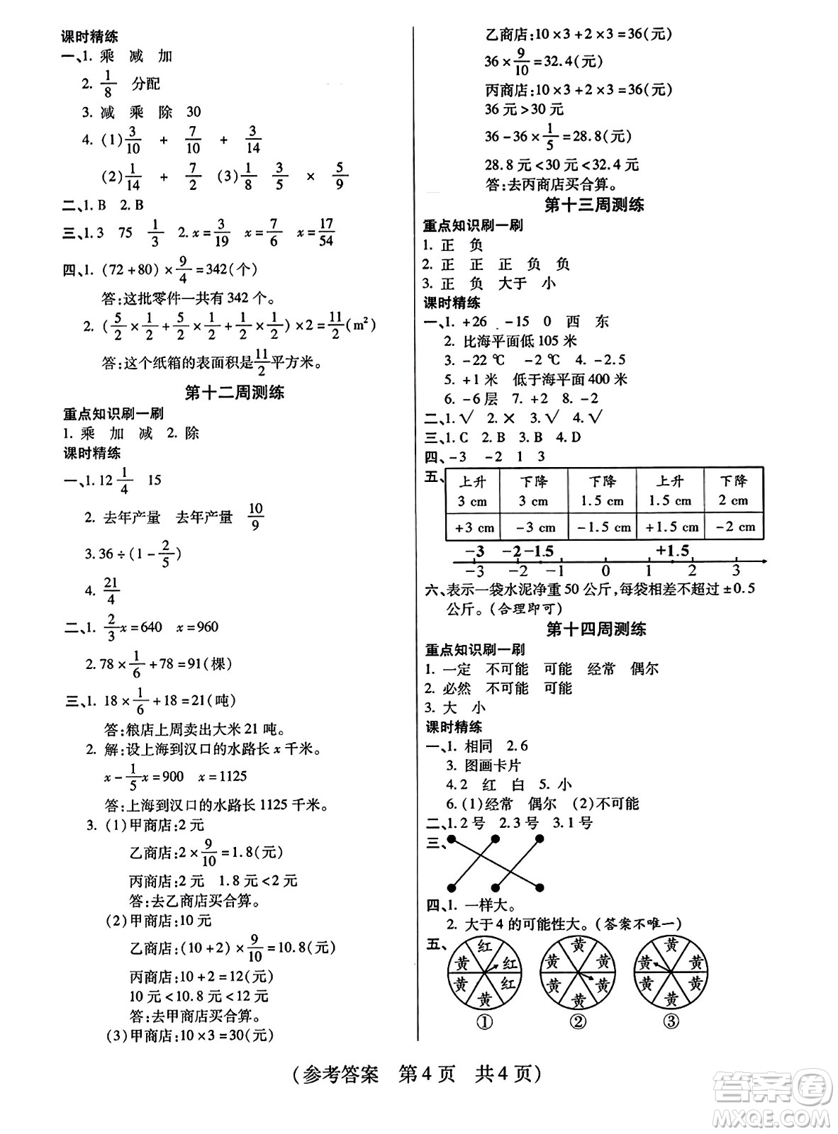 黑龍江美術(shù)出版社2023年秋黃岡金榜大考卷期末必刷六年級(jí)數(shù)學(xué)上冊(cè)西師版答案