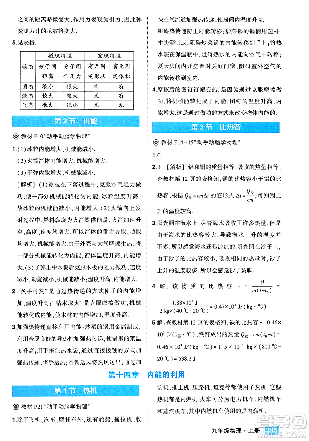 吉林教育出版社2023年秋狀元成才路狀元大課堂九年級物理上冊人教版答案