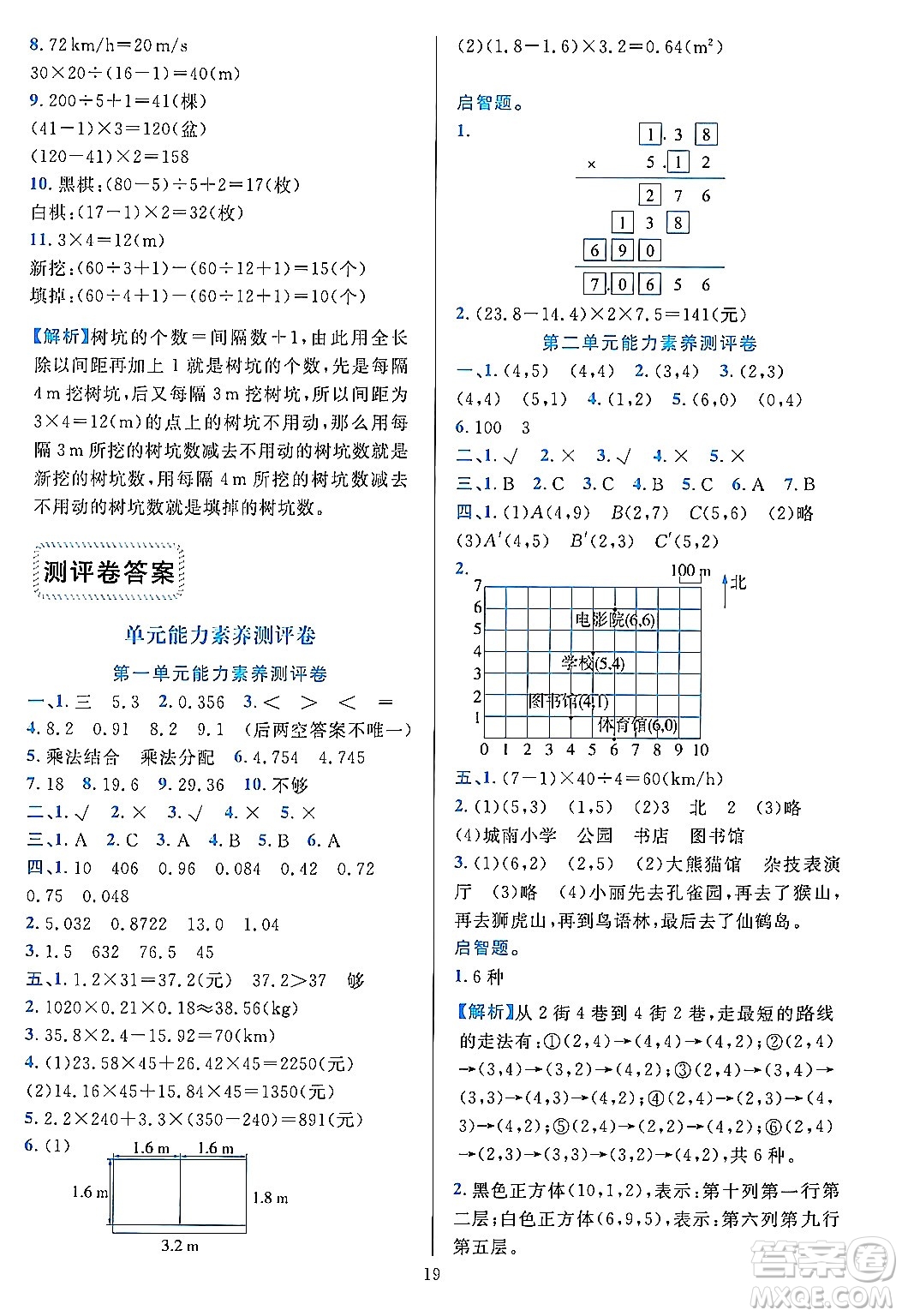 浙江教育出版社2023年秋全優(yōu)方案夯實與提高五年級數(shù)學上冊人教版答案